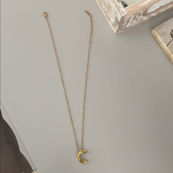 Gold Initial Necklace with Bubble C - Picture 1 of 1